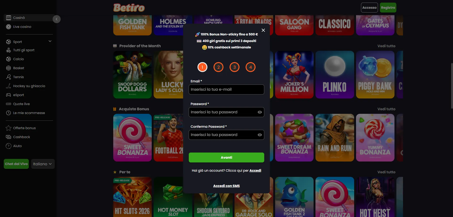 Installazione di Betiro Casino su smartphone come Web App