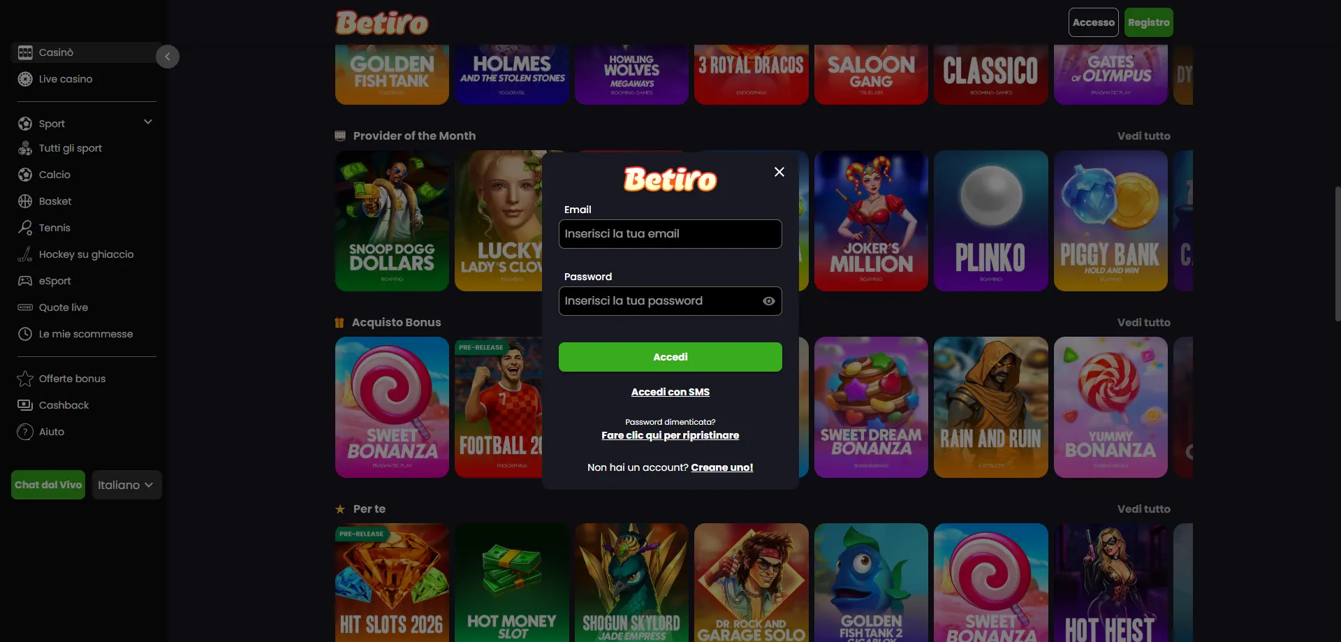 Verifica account e accesso sicuro su Betiro Casino Italia
